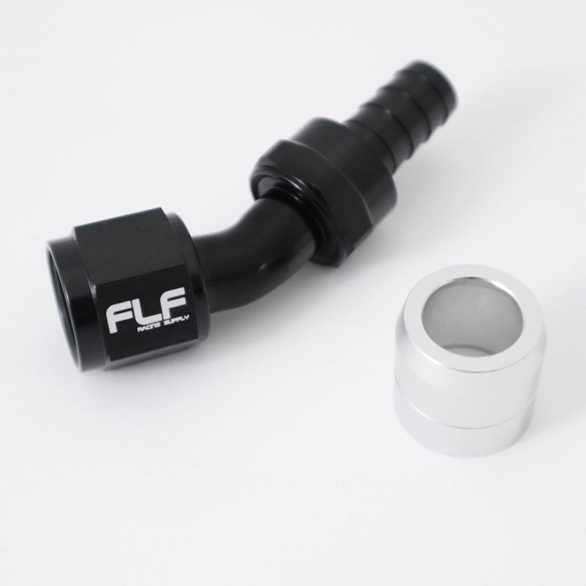 FLF Crimp-On Swivel Hose End (Braided Rubber) - 30 Degree