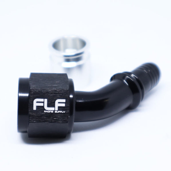 FLF Crimp-On Swivel Hose End (Braided PTFE) - 45 Degree AN