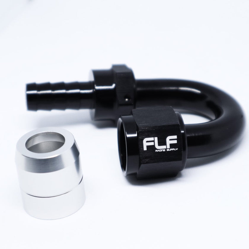 FLF Crimp-On Swivel Hose End - 180 Degree AN
