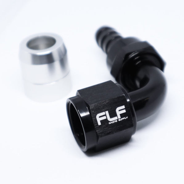 FLF Crimp-On Swivel Hose End - 90 Degree AN