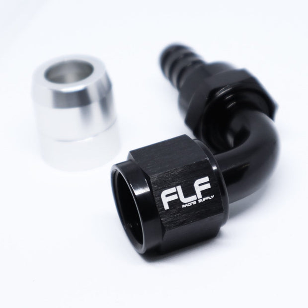 FLF Crimp-On Swivel Hose End - 90 Degree AN